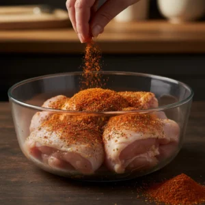 Applying the Dry Rub Marinade to the Chicken